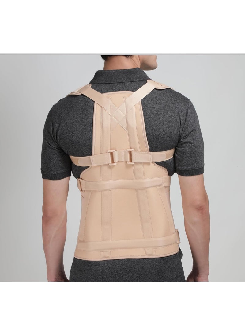 Full Dorso Lumbar Spinal Brace and Posture Corrector - Medical Back Straightener for Spine and Shoulder Support - Large Size - Beige - Image 2